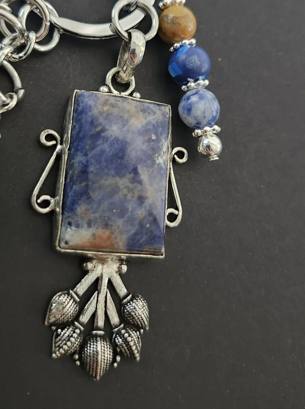 Sodalite Stone Purse Charm or Keychain Jasper Jade Agate Handcrafted
